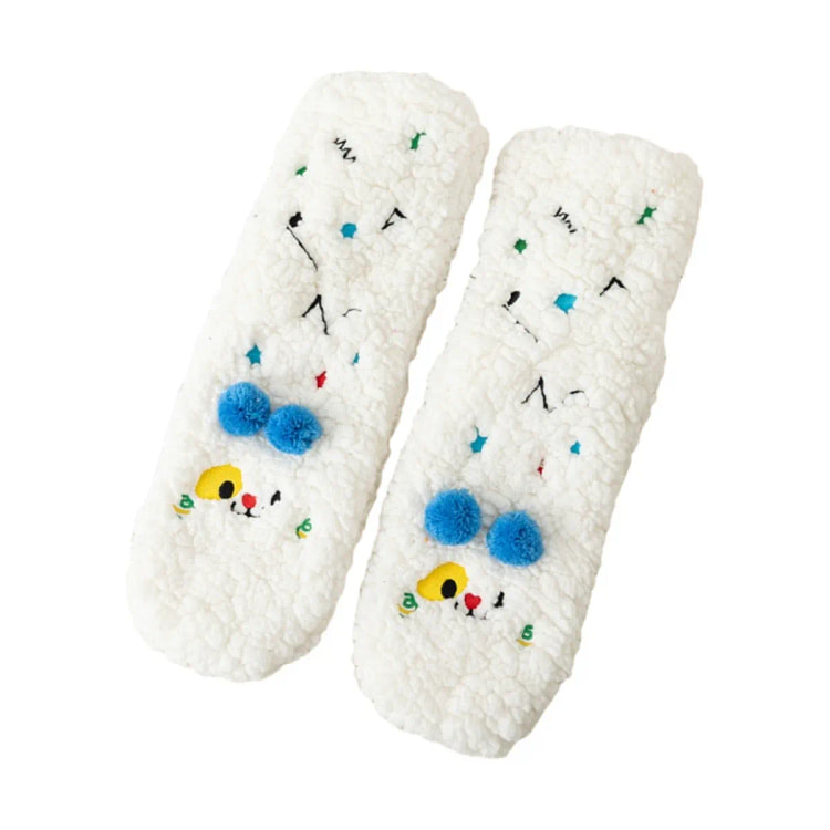 Super Thick Lamb Fleece Socks Cute Sleep - White 1 each