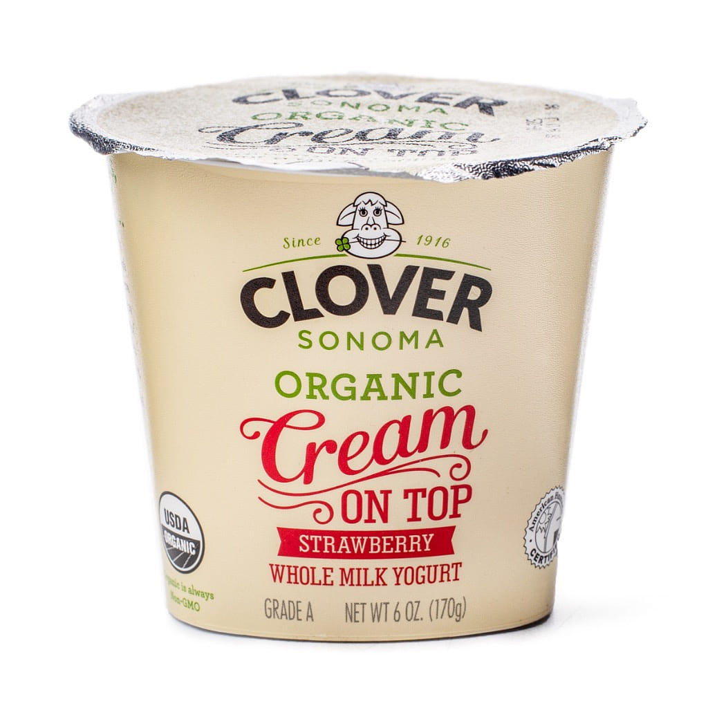 Clover 有机奶油草莓酸奶 6 盎司