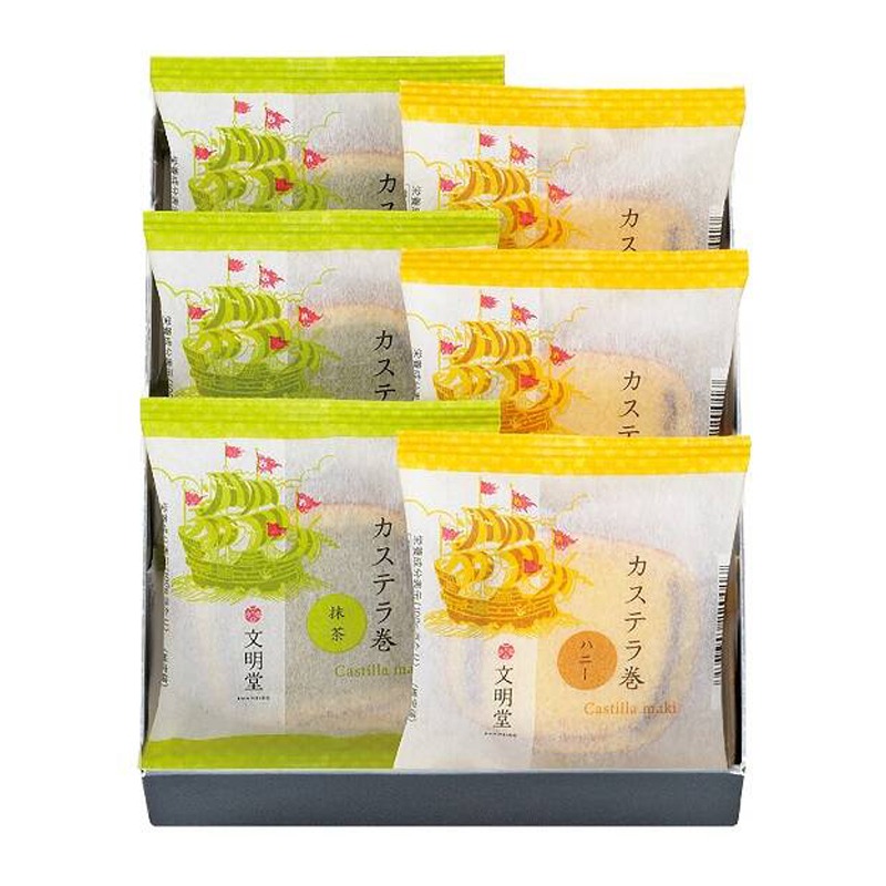 TOKYO BUNMEIDO Castella Dorayaki Roll Honey & Matcha Flavor 30gx6 pcs 1 box