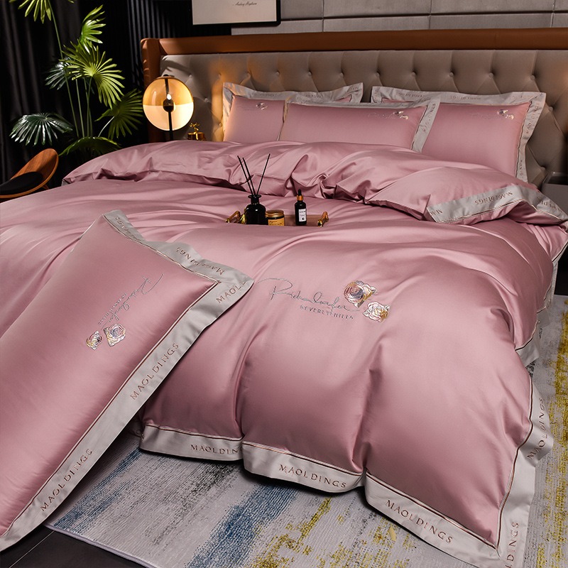 純棉被套牀單四件套 紅 Double Size 2500 克