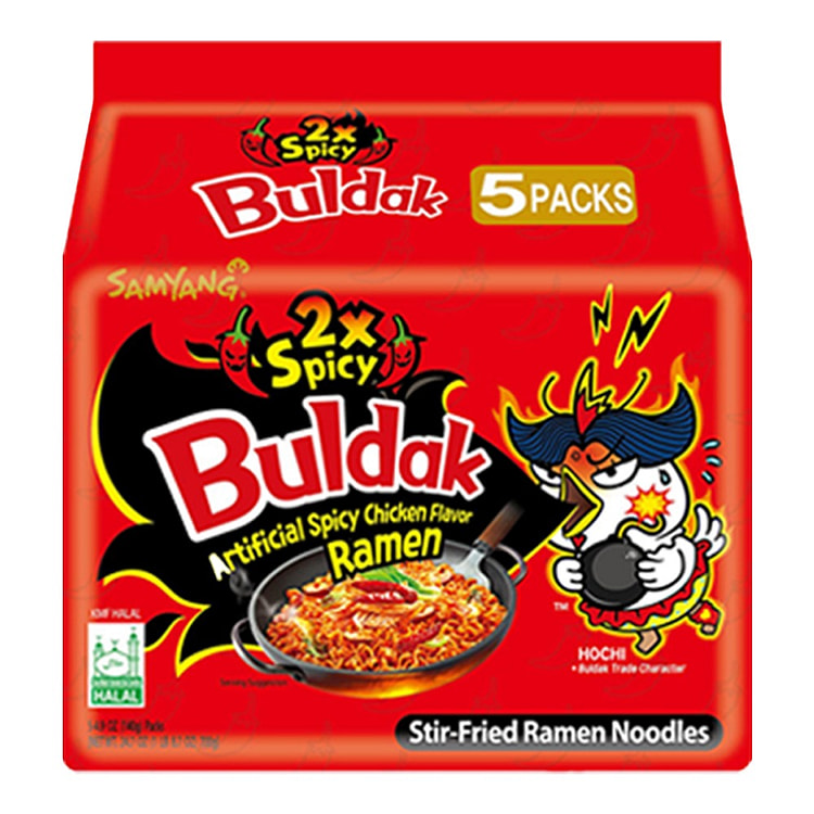 SAMYANG Korean Buldak 2x Spicy Ramen, 5 Packs