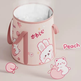 Guxu Portable Folding Foot Soak Bucket Warm Heart Warm Feet Pink color heighten 1 count