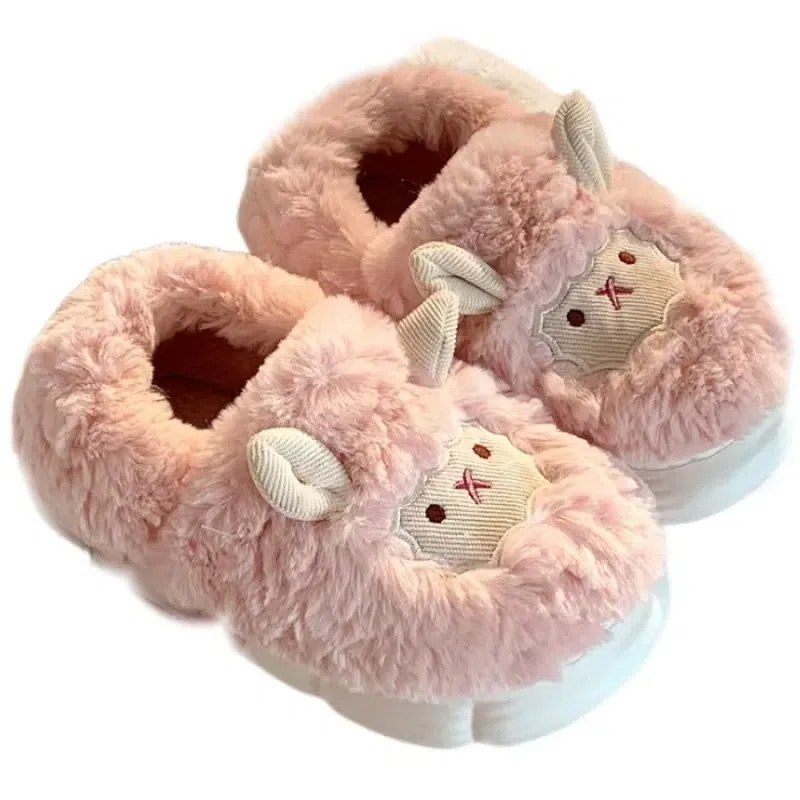 Cute Sheep Autumn And Winter Cotton Slippers – With Upper Pink 36-37 1 Pairs 1 each
