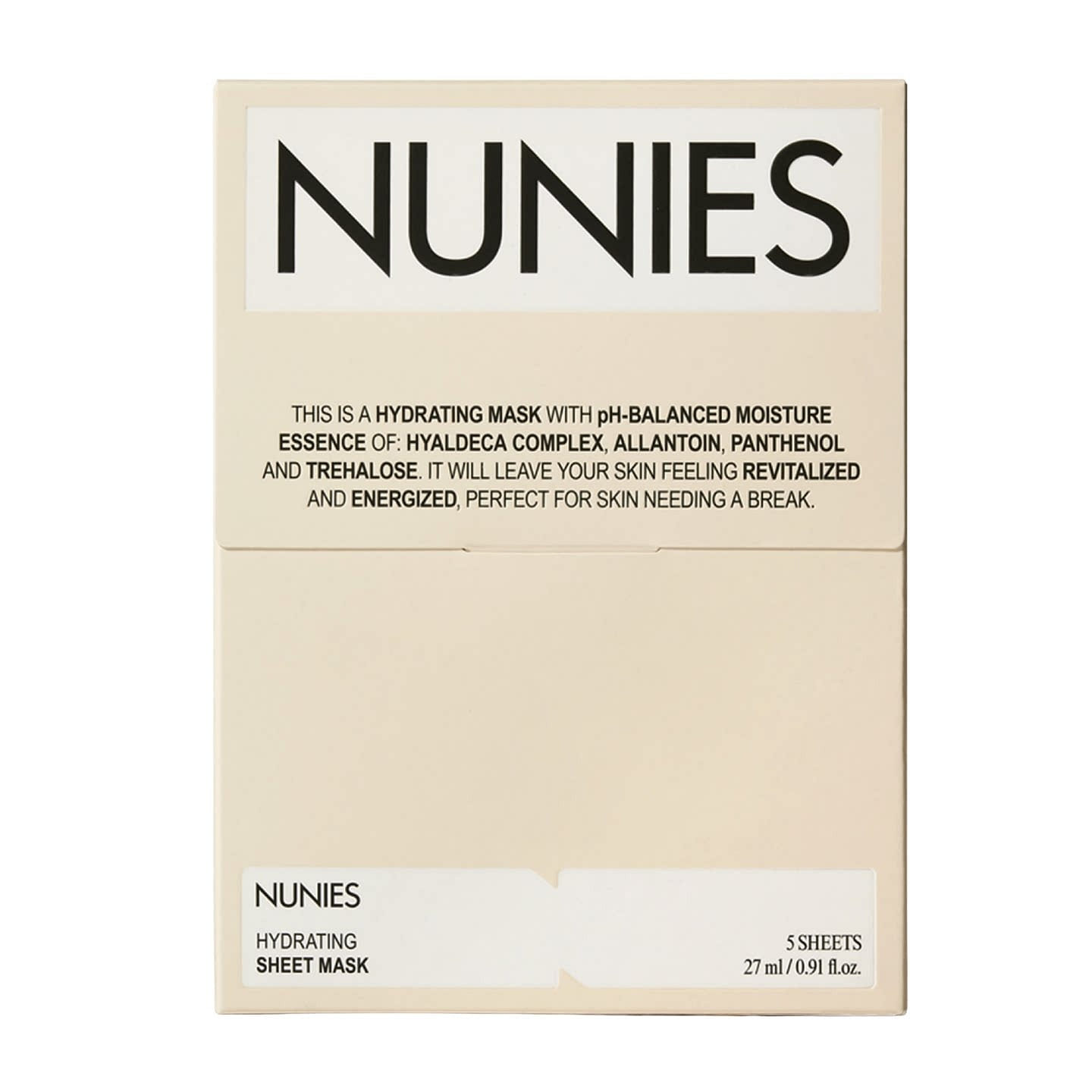 NUNIES Hydrating Sheet Mask Hyaluronic Gel 27ml 1 pack