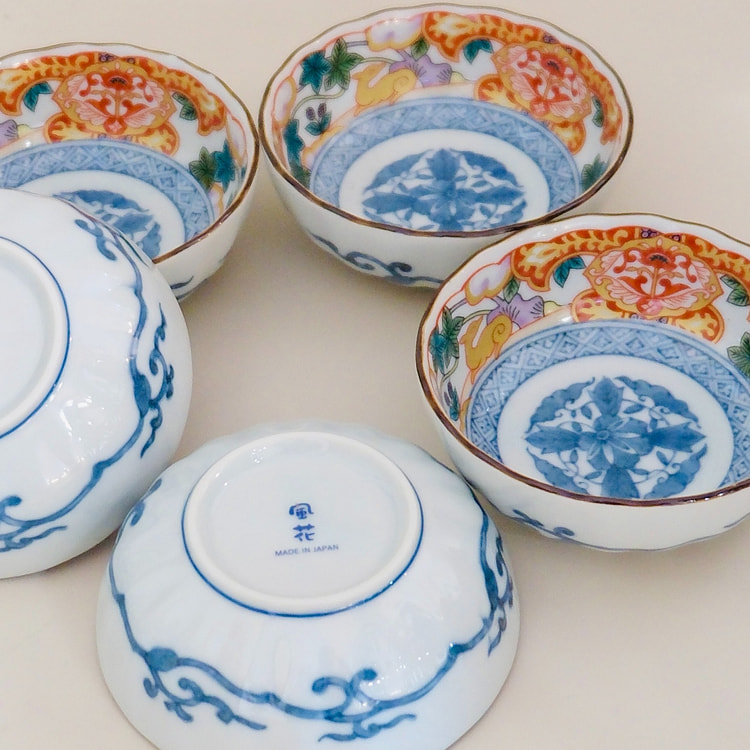 Mino ware Fortune Deer 5pcs Bowl