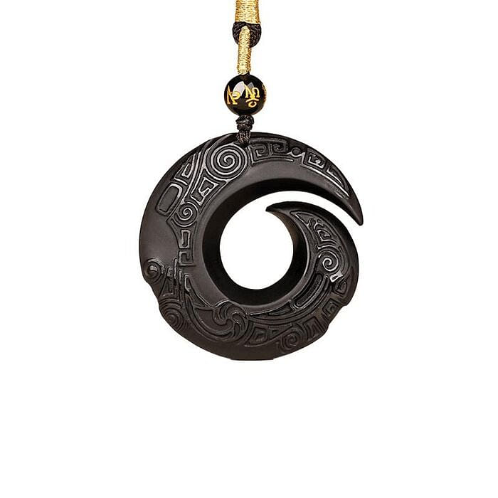 Putuo Mountain Natural Obsidian Pendant 39.6mm 1 box