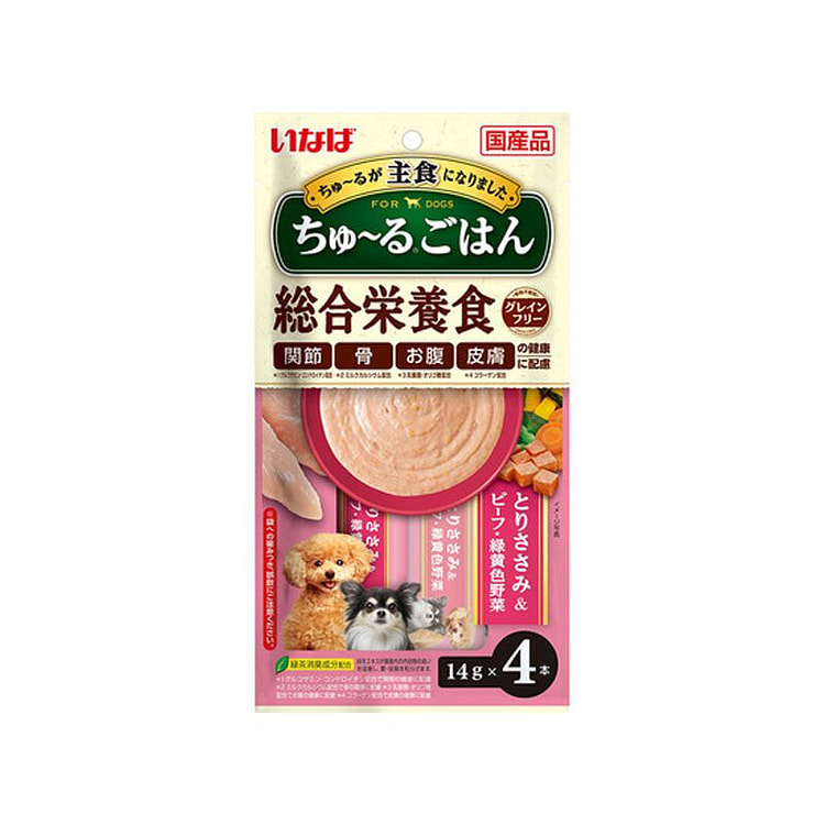 CIAO伊纳宝 狗零食 鸡柳牛肉蔬菜14g*4根