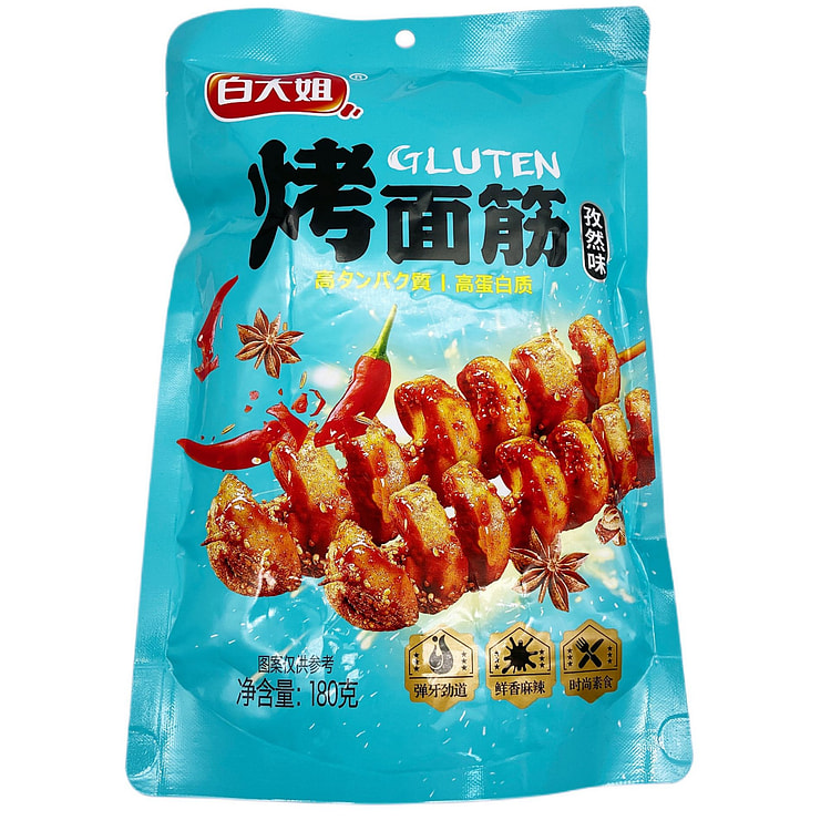 白大姐烤面筋零食孜然味面筋180g1包
