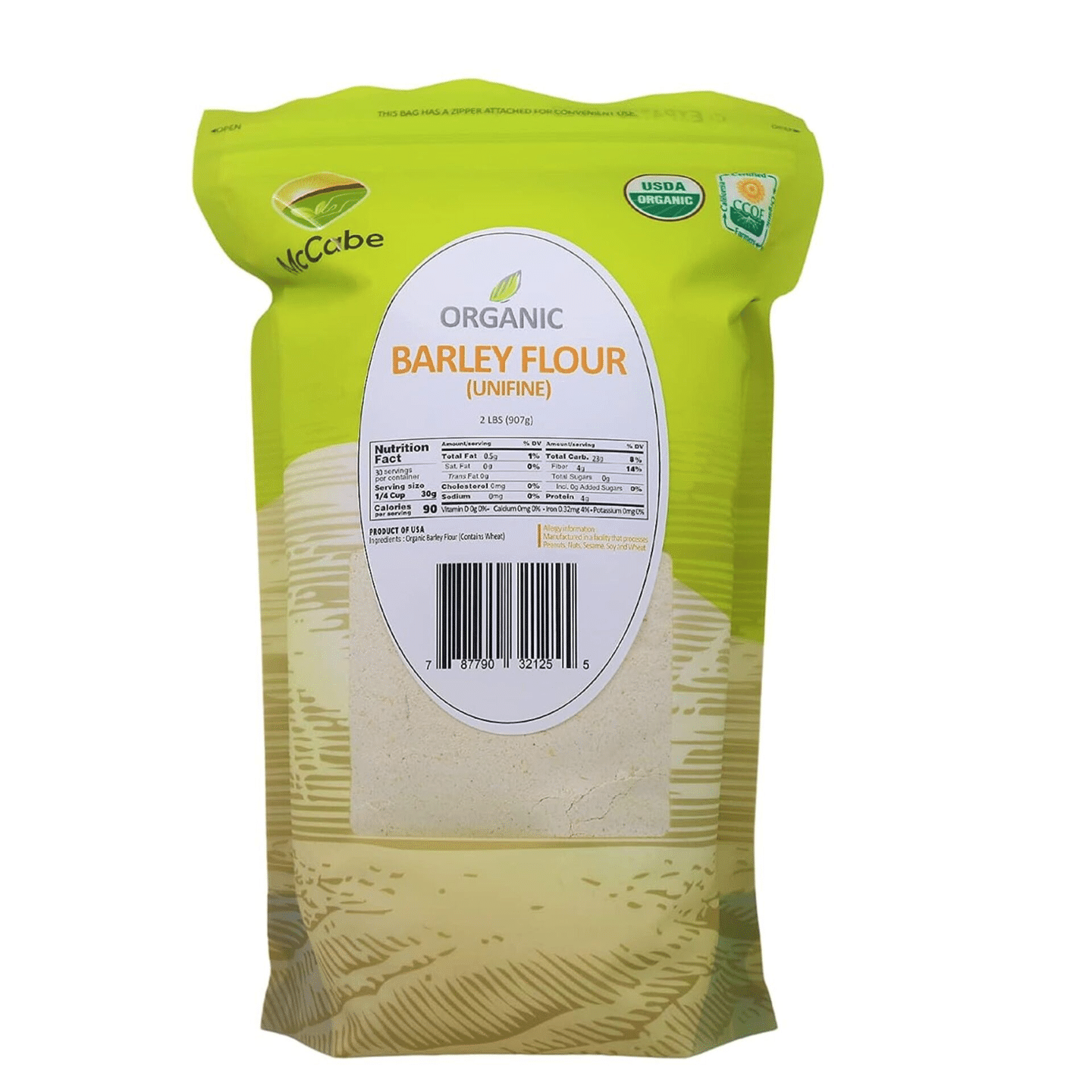 McCabe Organic Barley Flour, 2 lbs (32 oz), USDA Certified Organic, 2 lb