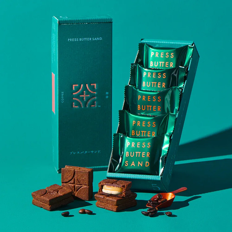 PRESS BUTTER SAND Coffee Cookies 5pc 1 box