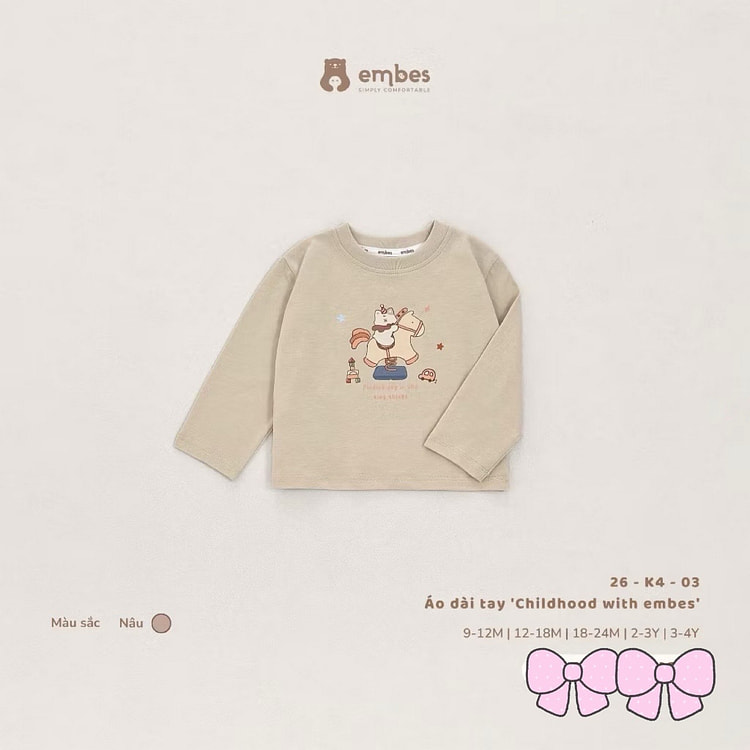 Embes Cotton Long Sleeves Tee For 18-24 Months 1 count