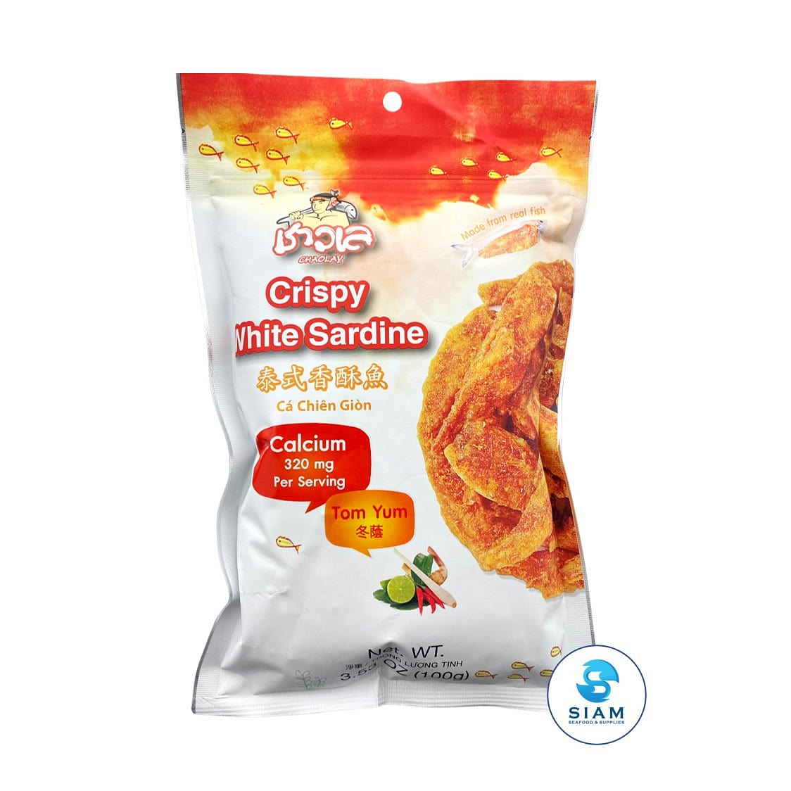 Chaolay Crispy White Sardine, Tom Yum Flavor 3.53 oz