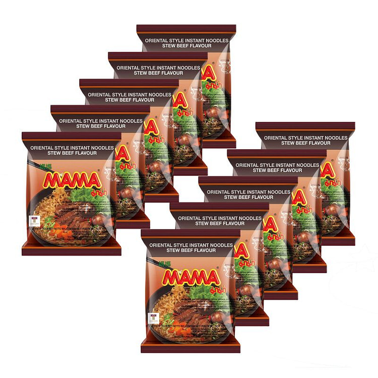 MAMA Noodles 炖牛肉即食辣味面条美味泰国风味 10 包