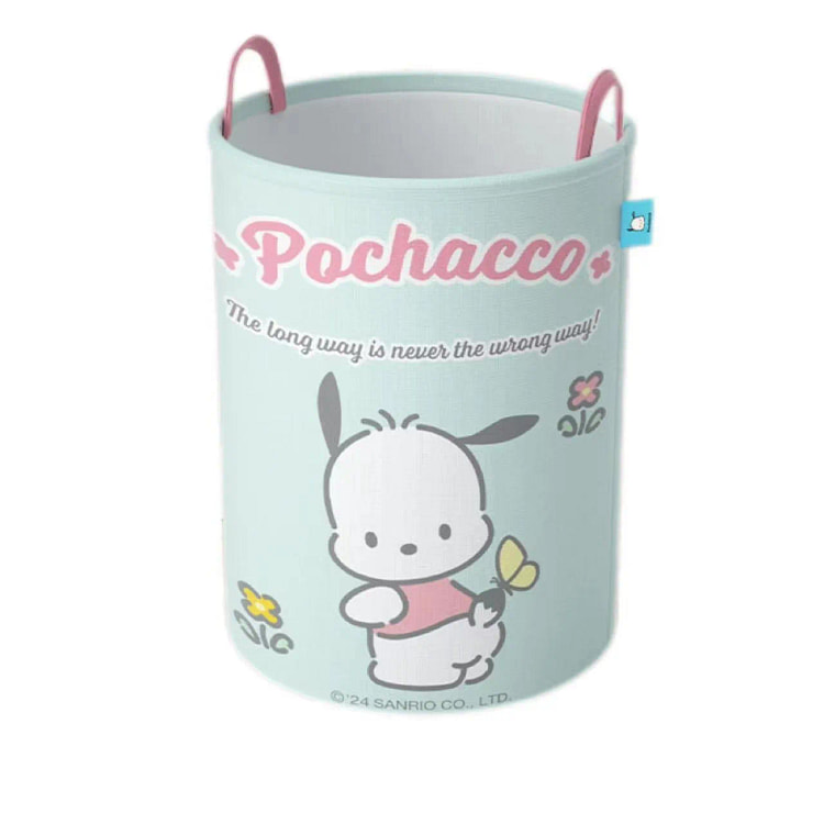 【中国直邮】日本 SANRIO 三丽鸥 可折叠圆筒储物筐 浴室 卫生间家用 大容量 衣服筐收纳桶-帕恰狗蓝色款 1个*|预计到达时间3-4周