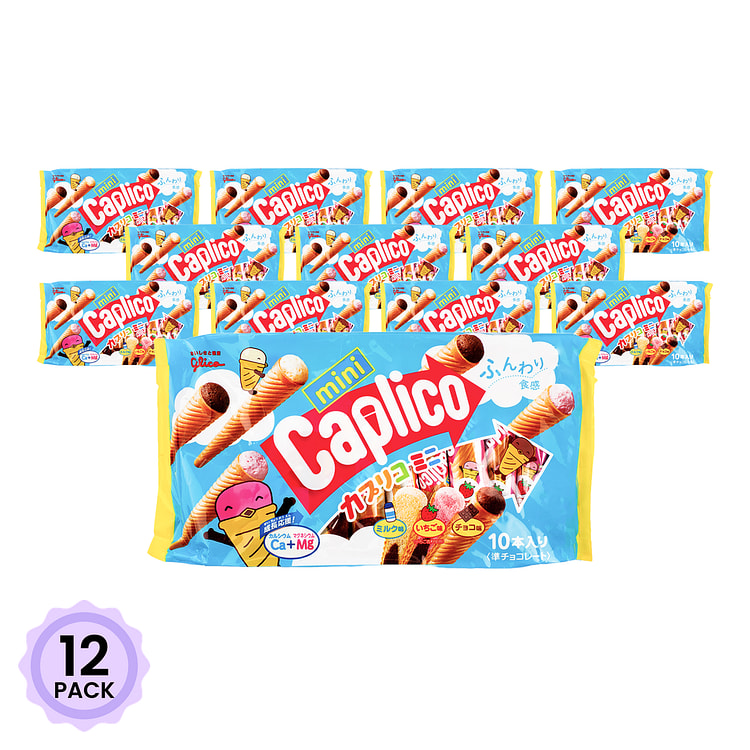Glico Calpico 미니 오부르코 과자 바닐라,딸리,초코 세가지맛 10개입 82.5 그램*12 팩