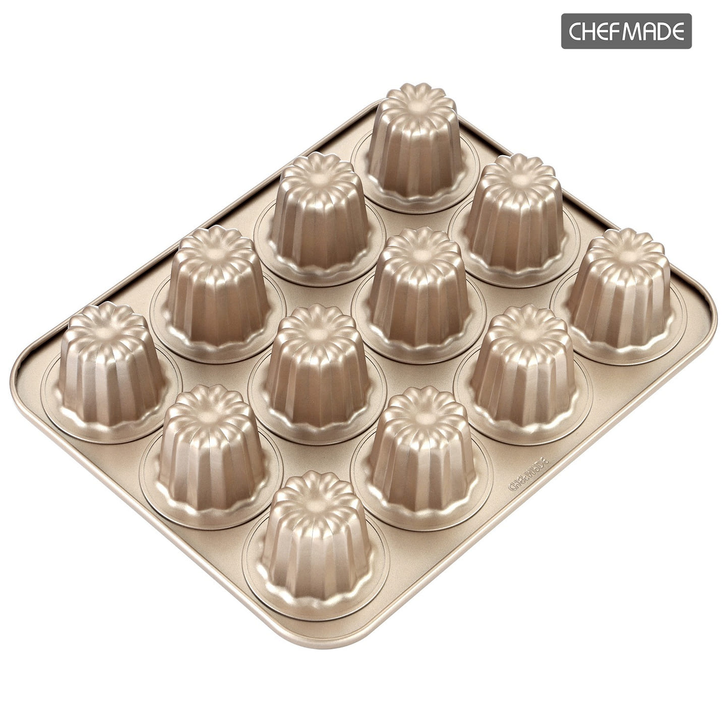 CHEFMADE Canele Mold Cake Pan, 12-Cavity Non-Stick Canele Muffin Cupcake Pan 1 each