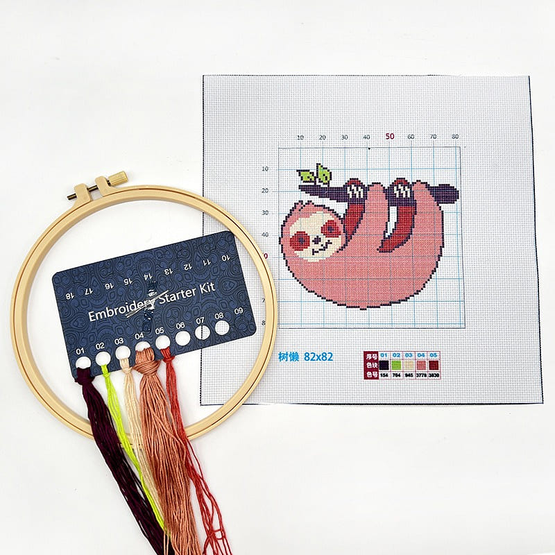 Cross Stitch Material Kit Cartoon Delicate-Sloth 1 each