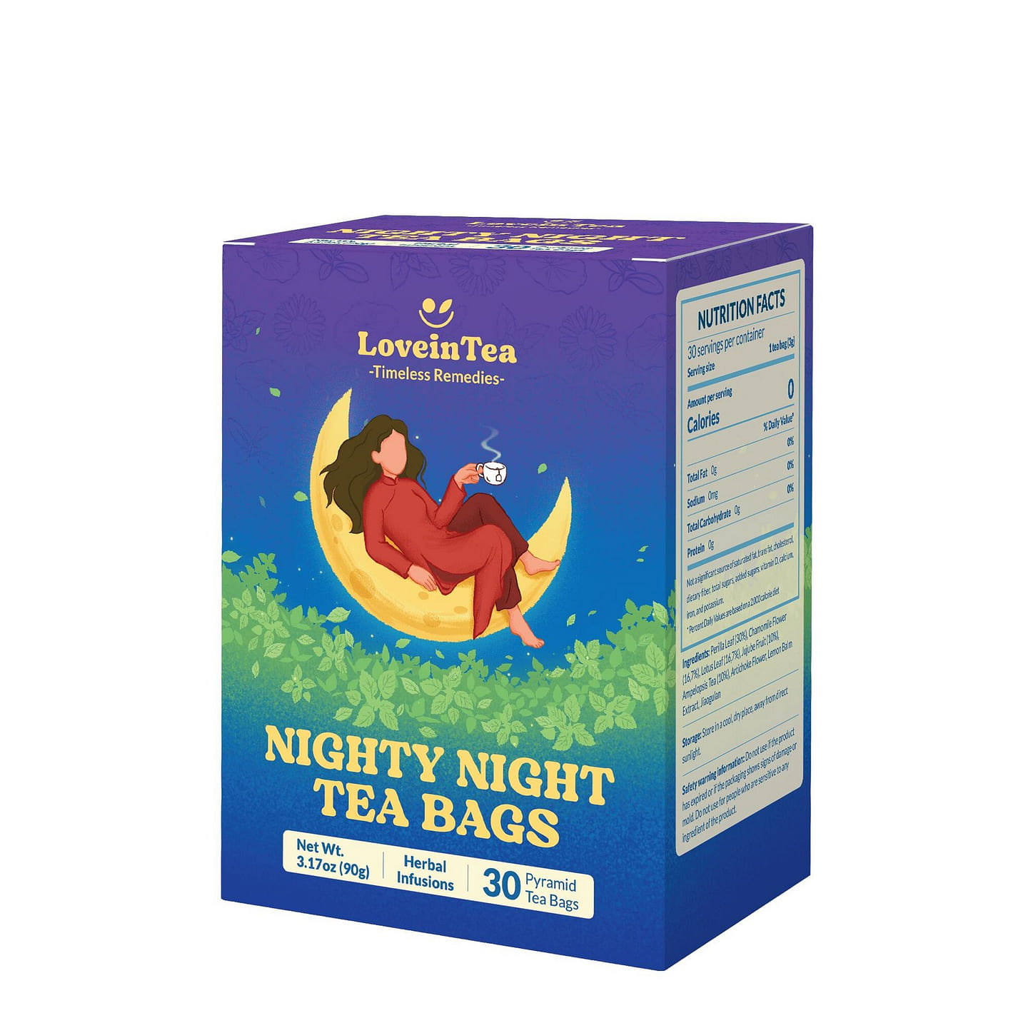 LoveinTea Nighty Night Sleep Herbal Tea Bags 30 count