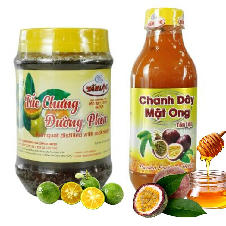 Combo Chanh dây mật ong & Tắc chưng đường phèn ( Tấn Lộc 2 hủ )