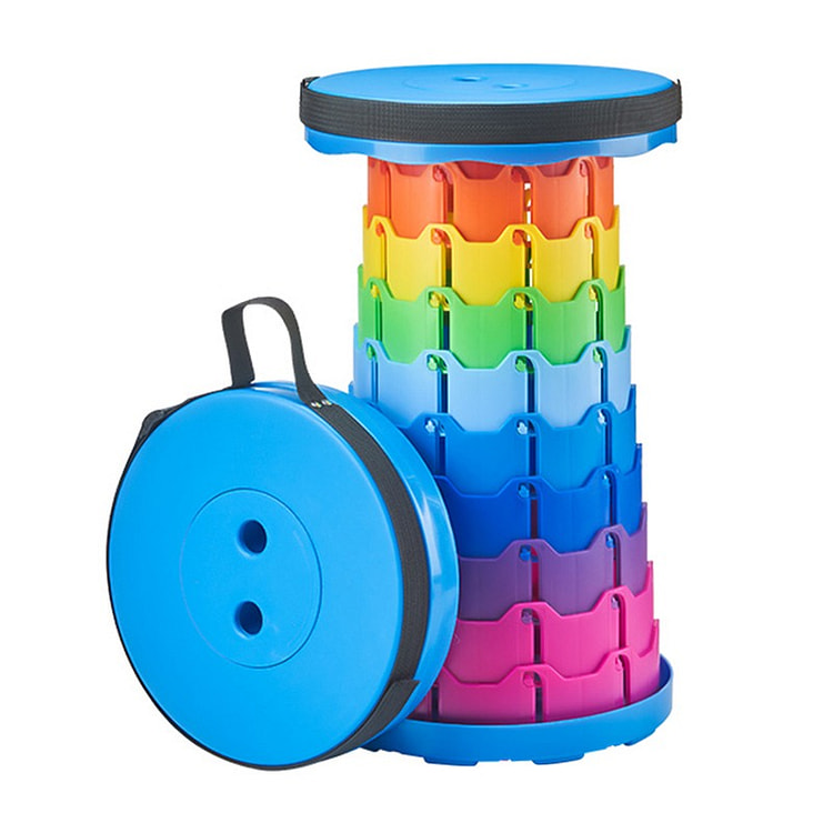 Portable folding stool telescopic stool (rainbow)
