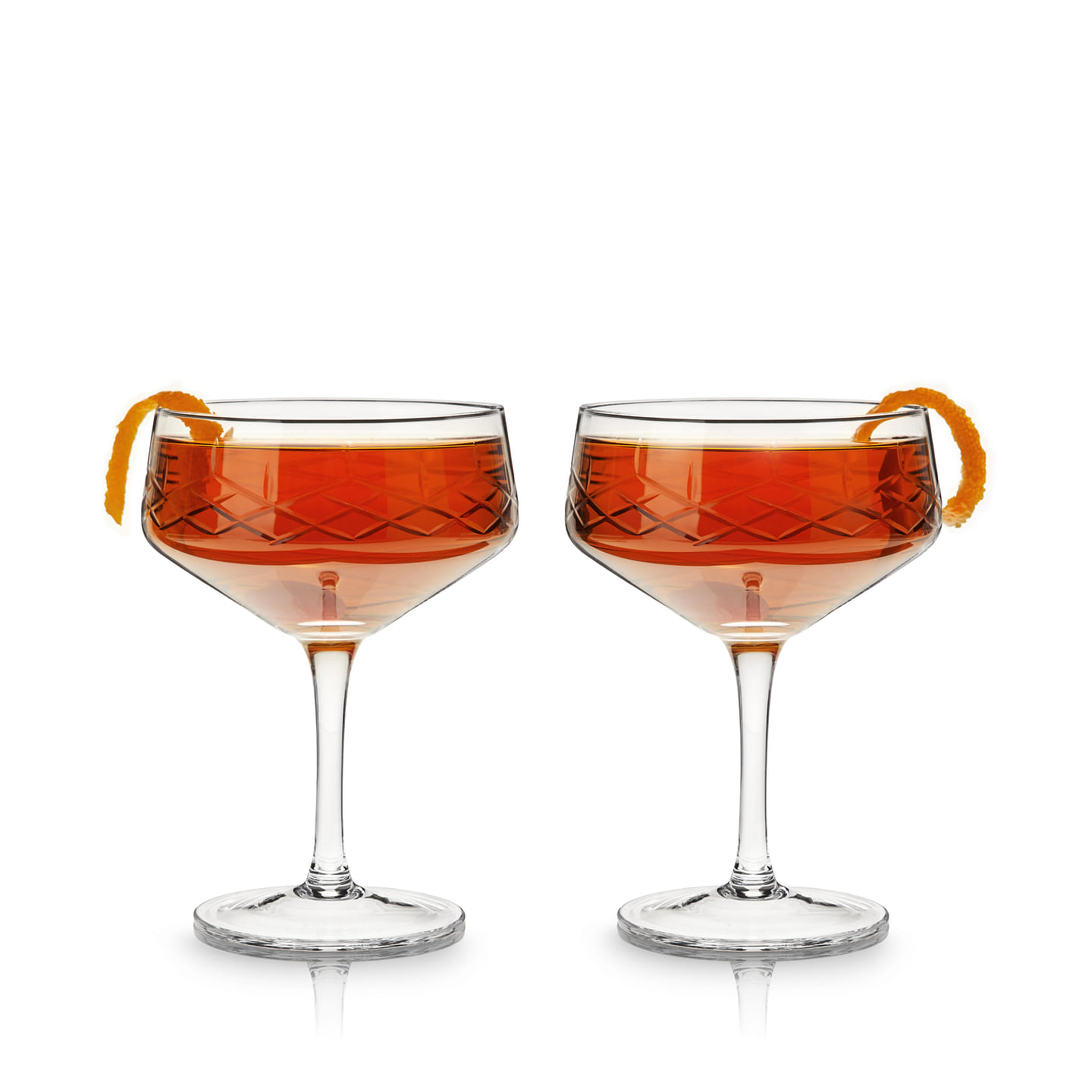Viski Admiral Stemmed Cocktail Glasses, Crystal Drinkware Perfect for Gin & Tonic, Spritz, and Manhattans, Stemmed Coupe Glasses, Set of 2, 7oz 7 oz