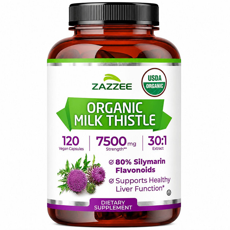 USDA Organic Milk Thistle 7500 mg Strength 120 Veg 1 pack