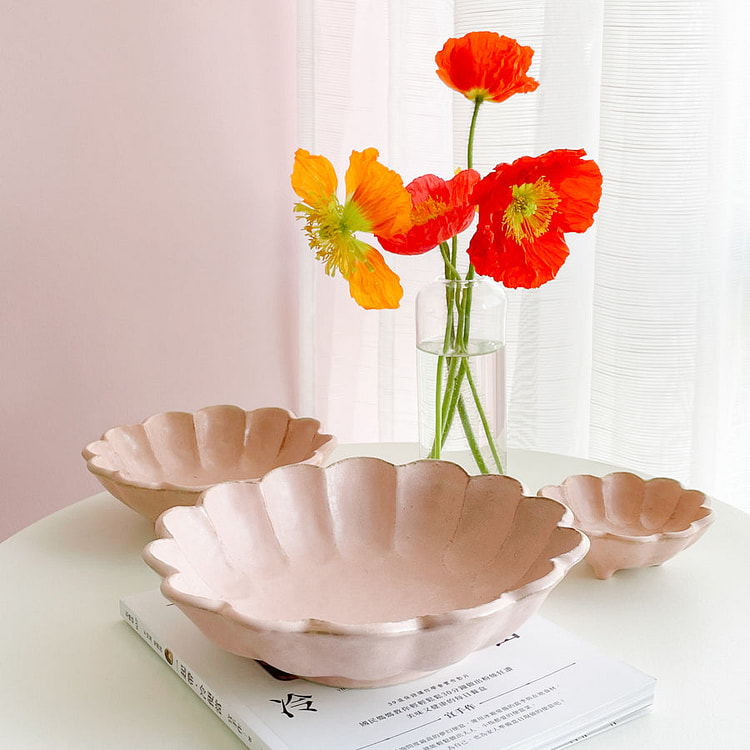 日本小兵粉引花缽 - 蜜桃粉 21cm / 8.5"