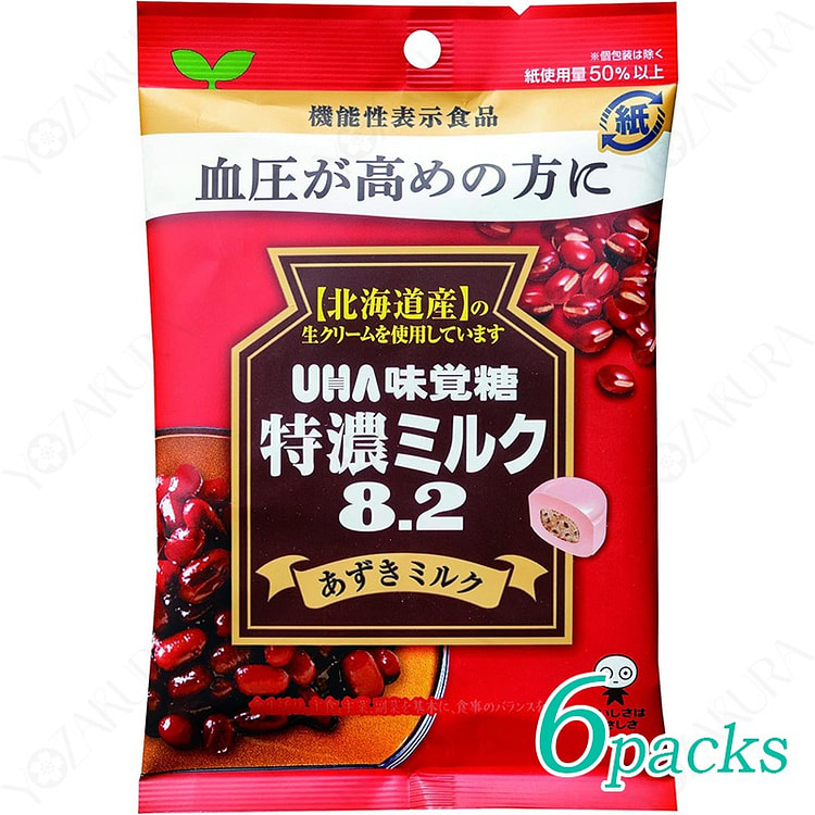 悠哈 特浓牛奶8.2 红豆牛奶 93g × 6袋