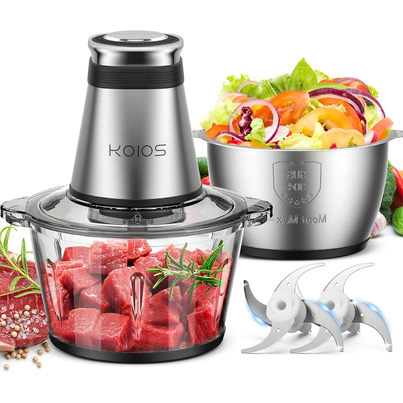 Food Processor,Electric Food Chopper with 2 Bowls 1 each