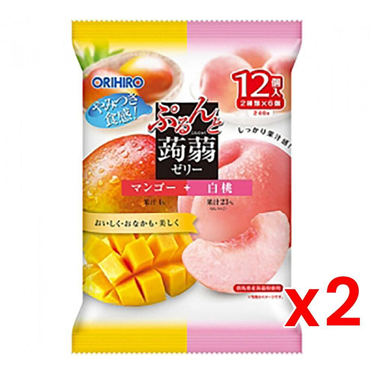 ORIHIRO Konjac Jelly (Mango & White Peach) 12pcsx2 240 g