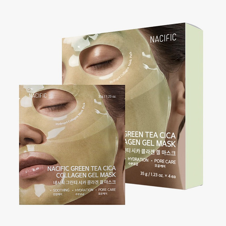 NACIFIC Green Tea Collagen Gel Mask 4 pack 1 box
