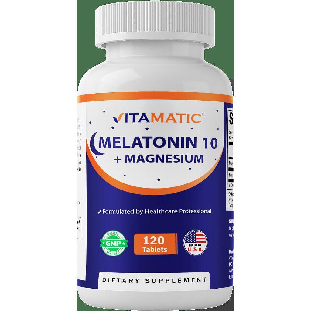 Melatonin 10 mg with Magnesium 200 mg 120 Tablets 1 each