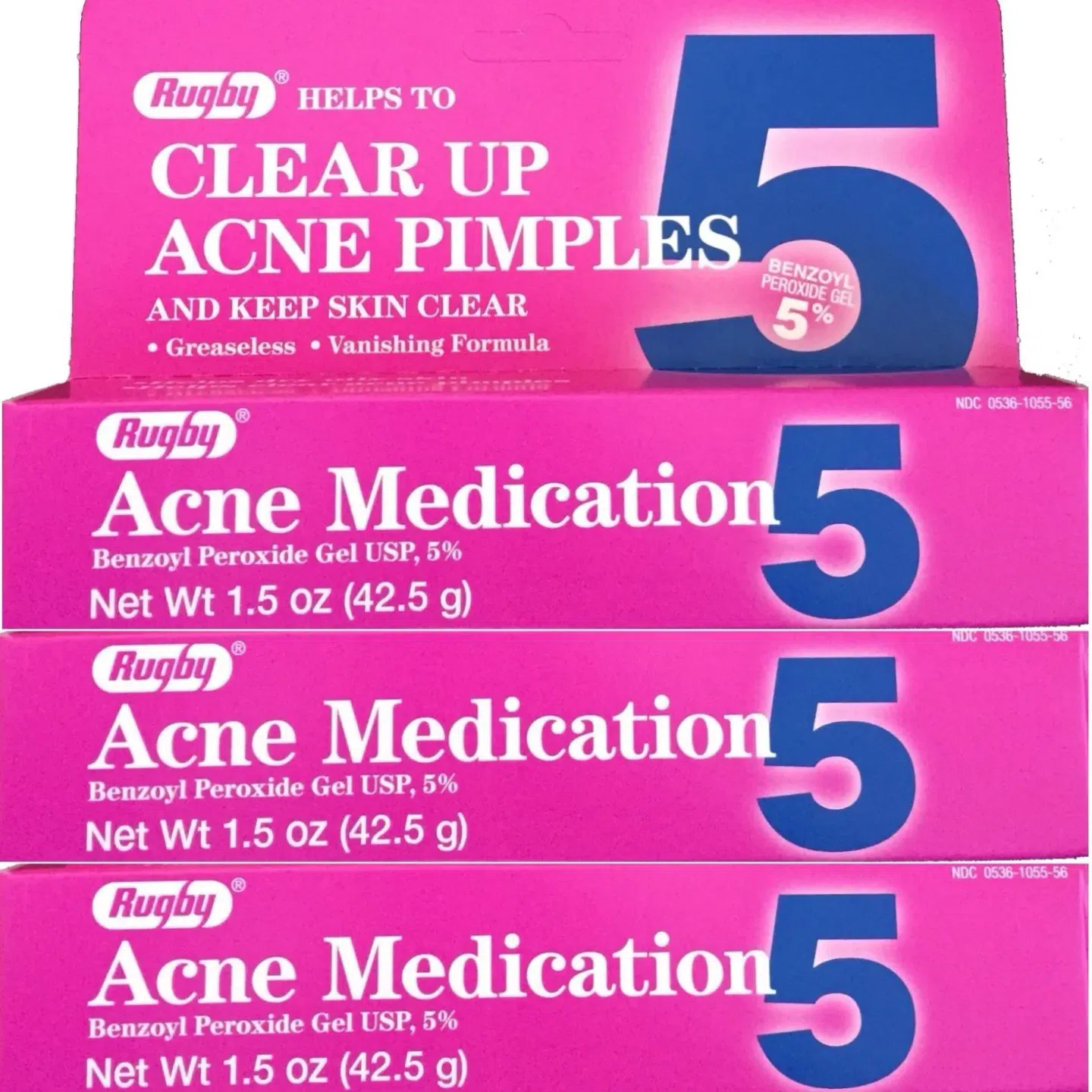 Rugby Acne Gel 1.5oz Tube -3 Pk 3 pack