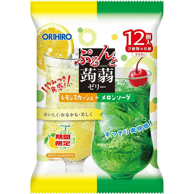 ORIHIRO Konjac Jelly Lemon Squash&Melon Soda 12pcs 240 g