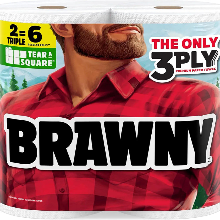 Brawny Tear-A-Square 3-Ply Paper Towels, 2 Triple 1 box