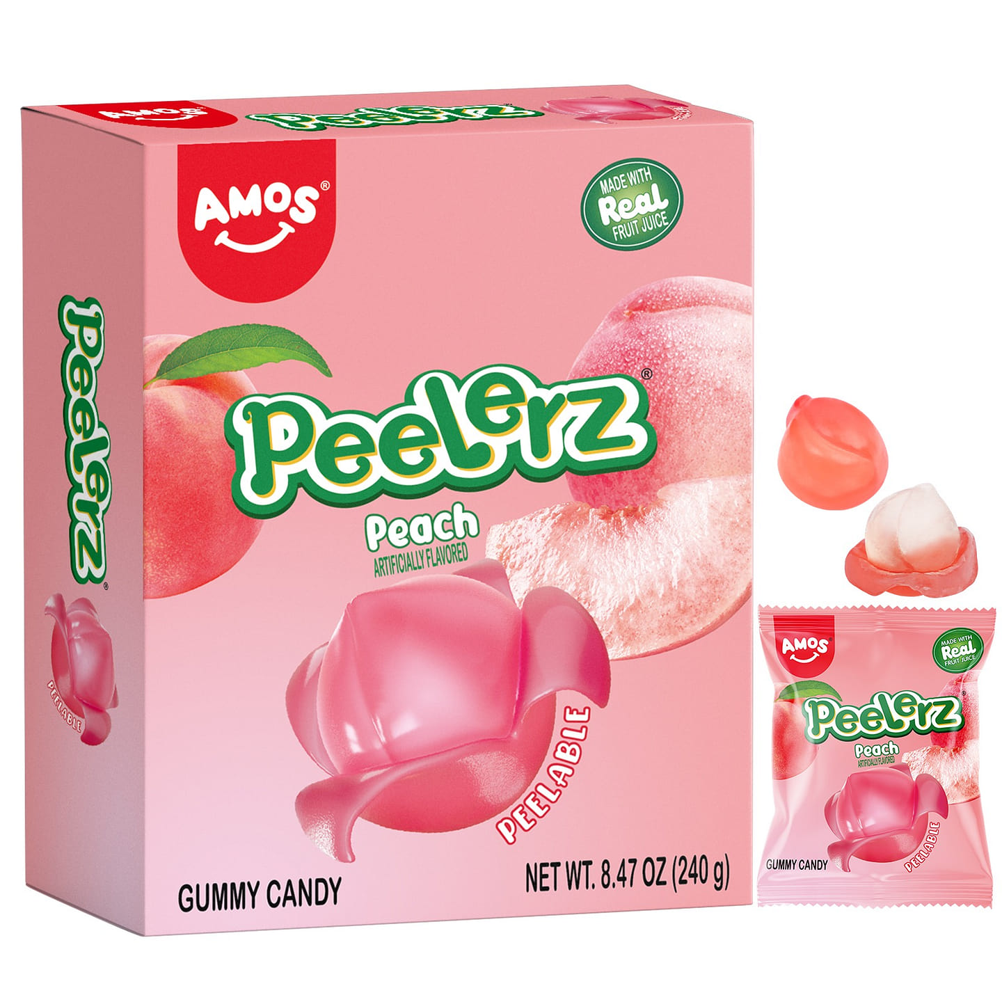 Amos Peelzer Gummy Peach Peeling Candy(10ct) 8.47 oz