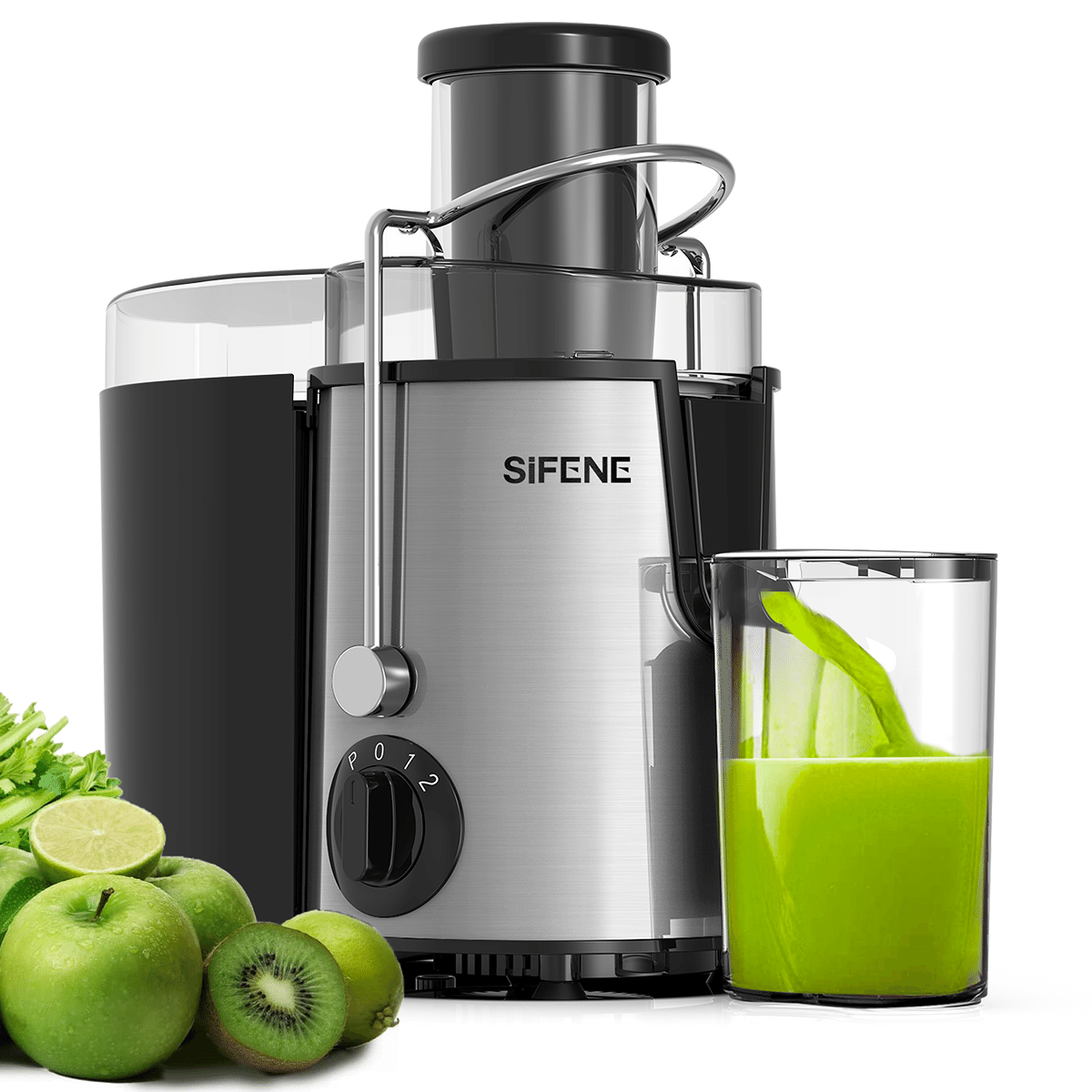 500W Centrifugal Juicer Machine, Silver 1 count