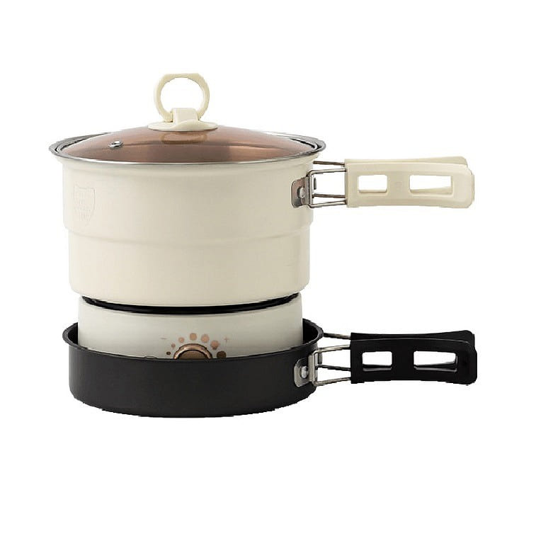 Multifunctional electric folding pot steamer boiling frying pot 1.6L White 110V 1 each