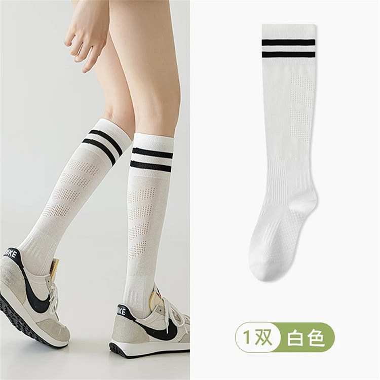 压力小腿袜女夏薄款瘦腿强压跑步肌能压缩长筒袜白色 1 份