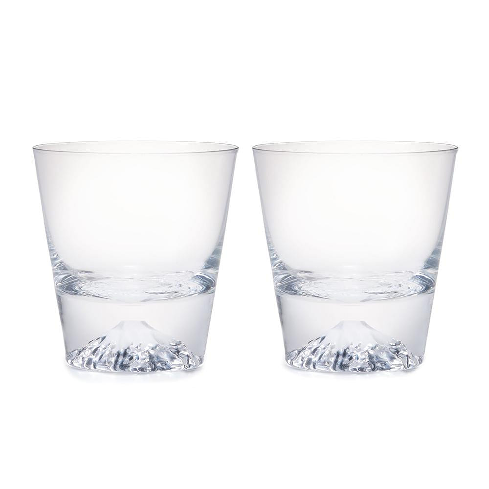 [WITH CERTIFICATE] Japanese Tajima handmade glass – Mt. Fuji old fashioned glass 2 count