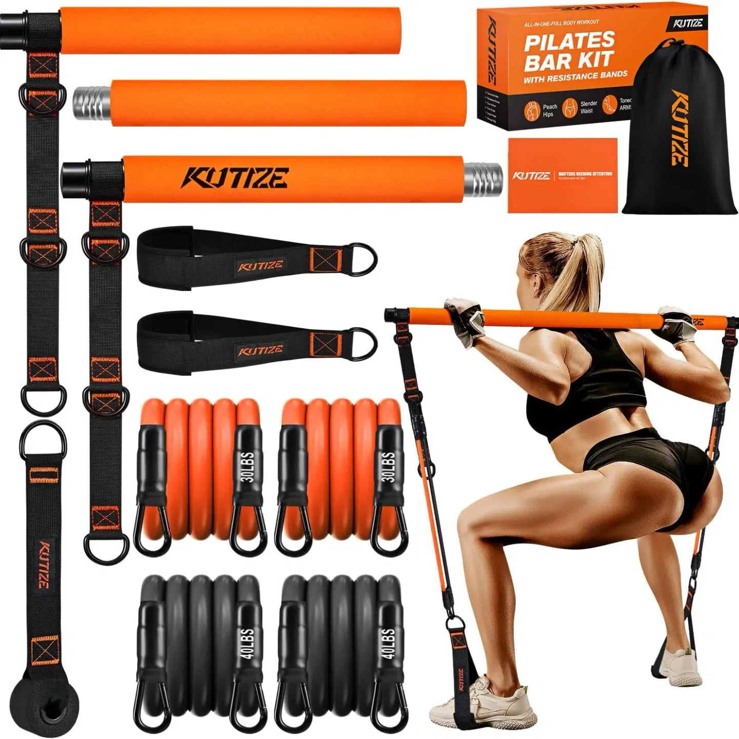 Pilates Bar Kit with Resistance Bands, Pilates Equ 1 box