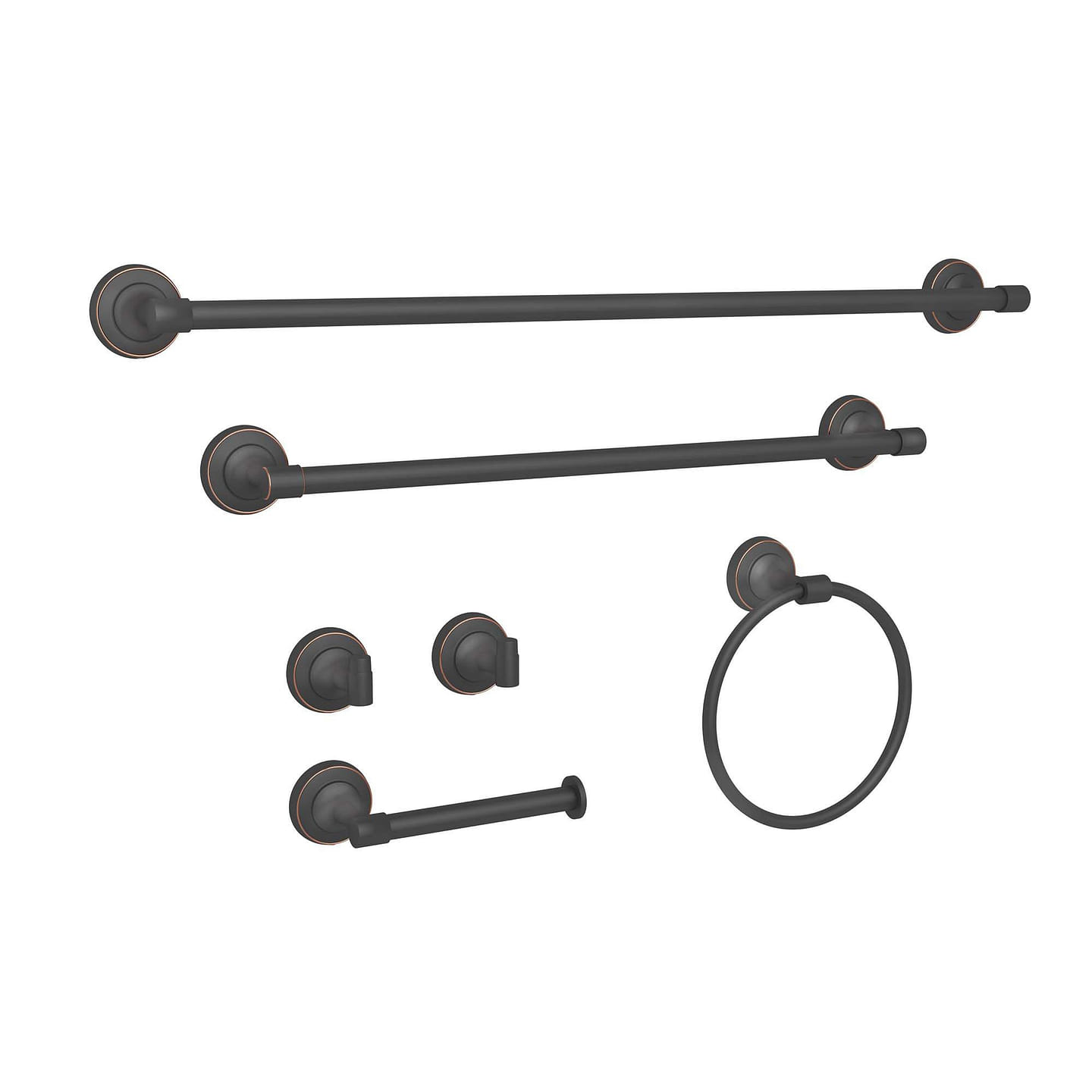 6-Piece Bath Hardware Set with Towel Ring/Bar Toilet Paper Holder Hook in ORB 2.56 lb