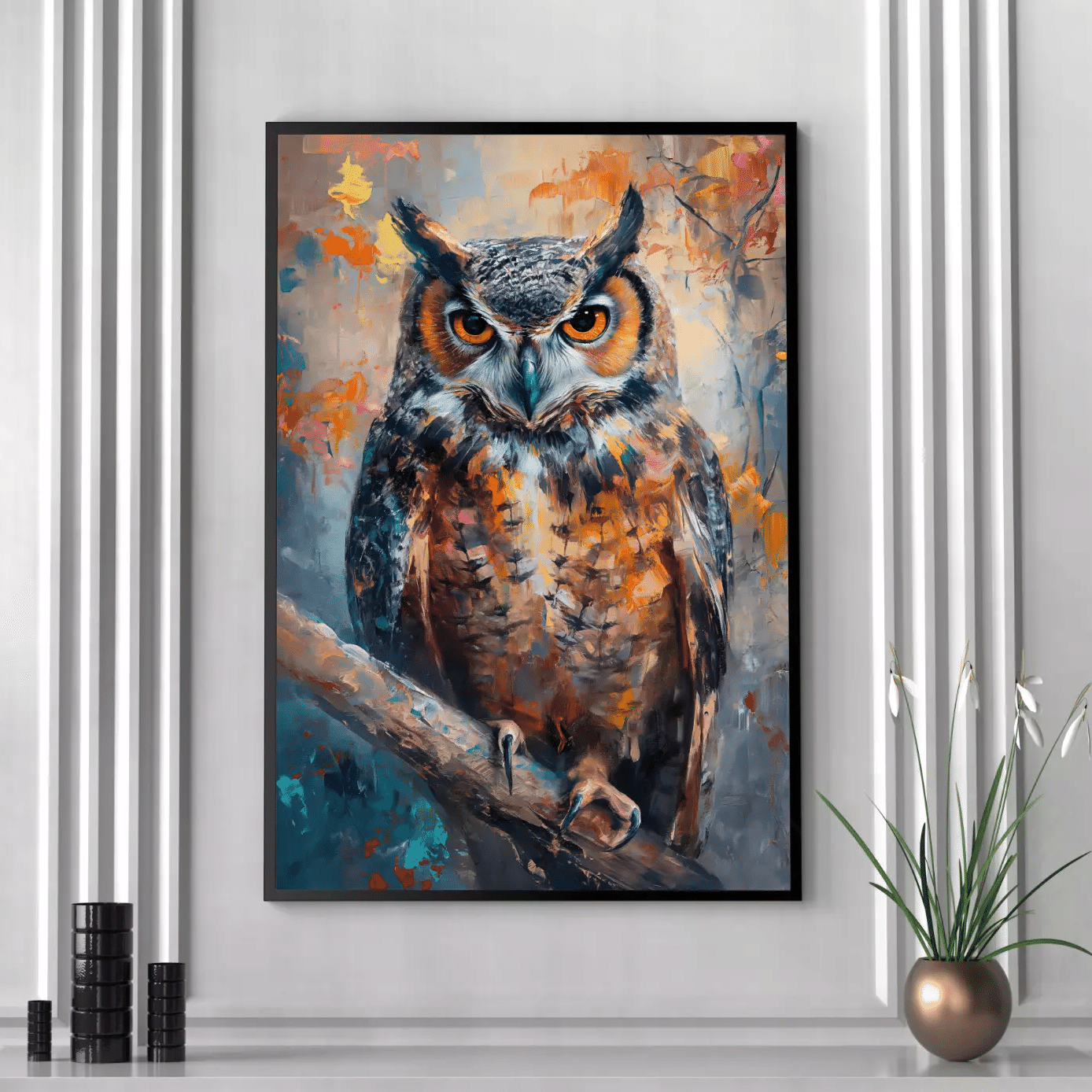 16X24 Owl Abstract Wall Art Print Canvas Poster Illustration Home Decor Painting 1 count