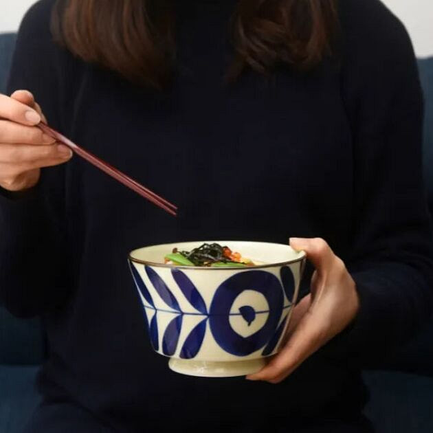 波佐见烧 藏青色 拉面碗系列- 叶子