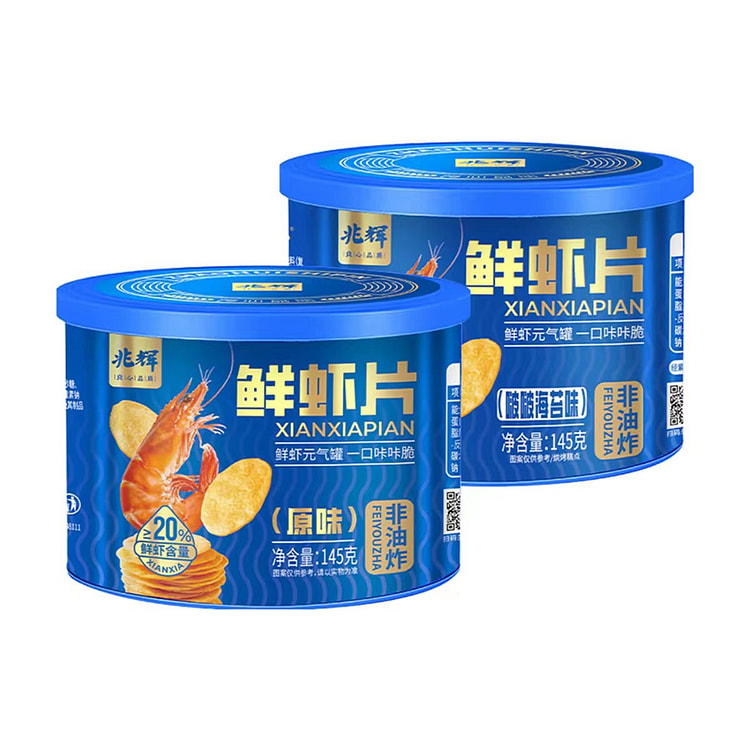 兆辉鲜虾原味+海苔味145g*2非油炸酥脆饼干虾饼 290 克