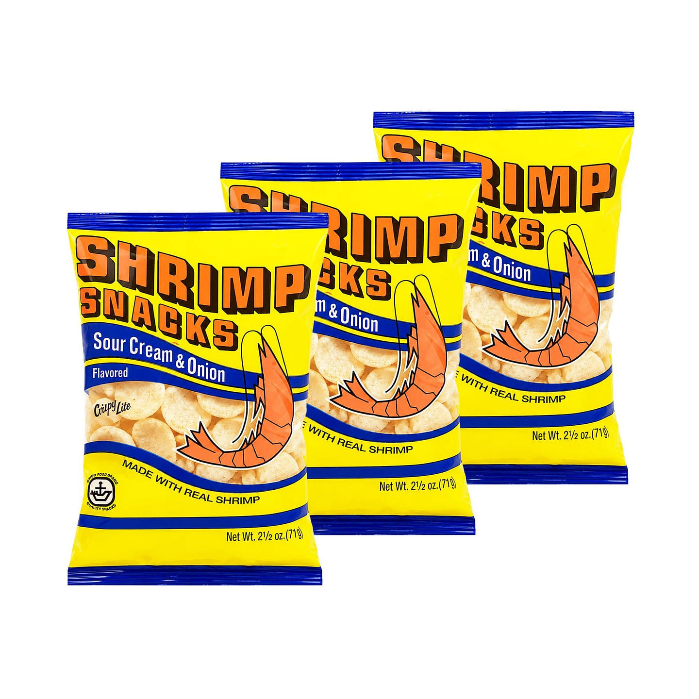 MARCO POLO Sour Cream & Onion Shrimp Chips 3 Bags 2.5 oz