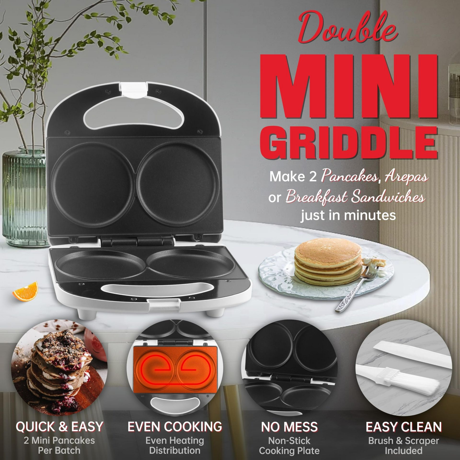 Get Double Mini Pancakes Maker Machine 4 Inch Delivered | Weee