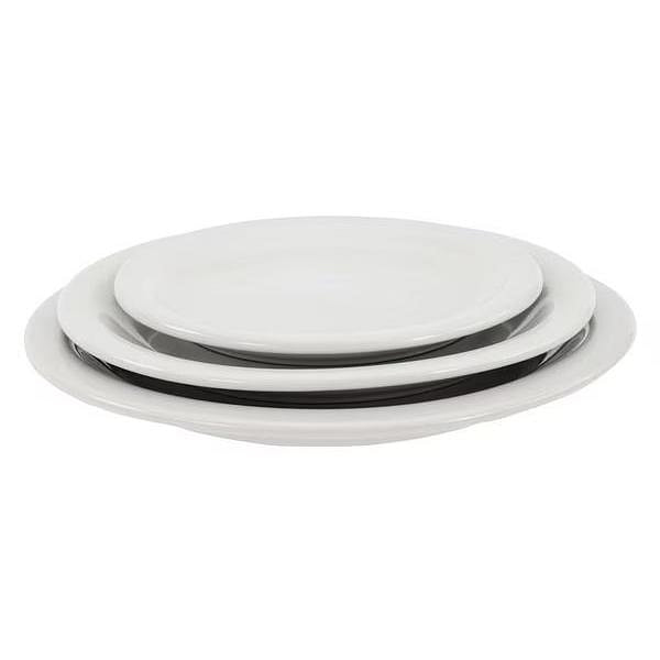 Plate, 10-3/8", Ceramic Bright White PK12 2 lb