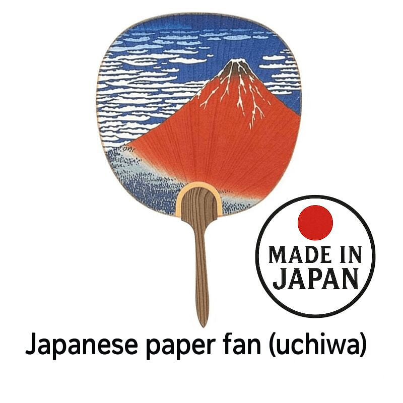 Japanese Paper Fan Hokusai Red Fuji 1 Count 1 each