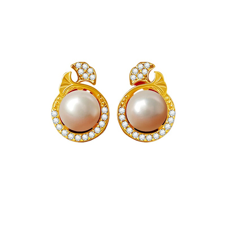 Freshwater Pearl Earrings Gold 12 * 9mm 1 box